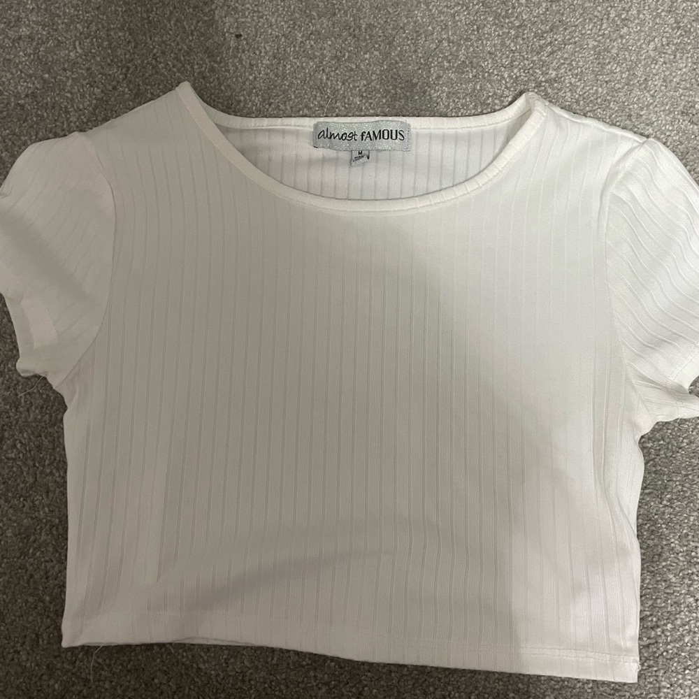 Almost Famous White Ribbed Crop Top